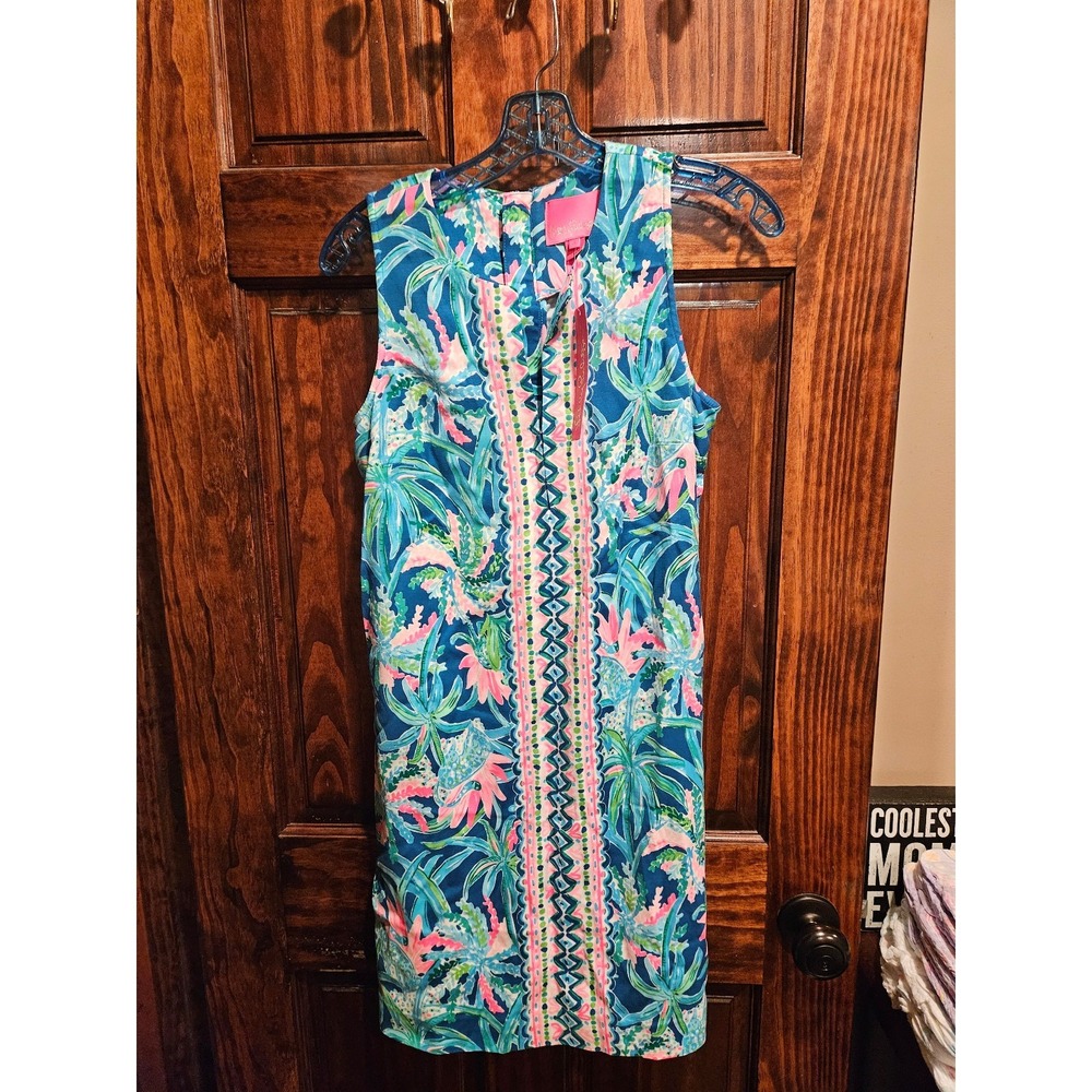 Lilly Pulitzer Kelby Stretch Shift Dress Macaw Blue Sweet Escape 007927 Size 4